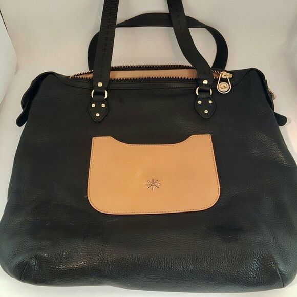 Isaac Mizrahi Womens Pocketbook Black Leather Tote shoulder Bag - Picture 8 of 9